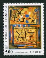 N°2672-1990-FRANCE-JAUNE ET GRIS DE ROGER BISSIERE