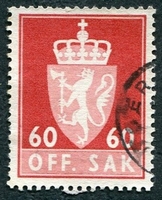 N°081-1955-NORVEGE-LION-60-ROUGE ET ROSE/ROUGE