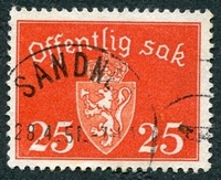 N°027-1937-NORVEGE-ARMOIRIES-25-BRUN/ROUGE