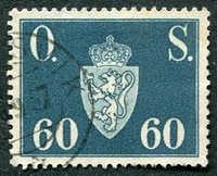 N°065-1952-NORVEGE-ARMOIRIES-60-GRIS/BLEU