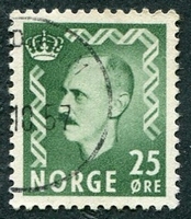 N°0361-1955-NORVEGE-HAAKON VII-25-VERT