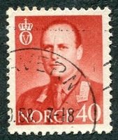 N°0382-1958-NORVEGE-ROI OLAV V-40-ROUGE