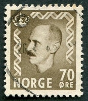 N°0365-1955-NORVEGE-HAAKON VII-70-BRUN/GRIS