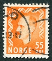 N°0330-1950-NORVEGE-HAAKON VII-55-ORANGE