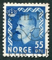 N°0330A-1950-NORVEGE-HAAKON VII-55-BLEU
