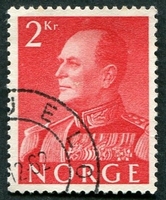 N°0388-1958-NORVEGE-ROI OLAV V-2K-ROUGE