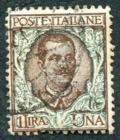N°0073-1901-ITALIE-VICTOR EMMANUEL III-1L-BRUN ET VERT