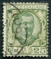 N°0180-1925-ITALIE-VICTOR EMMANUEL III-25C-VERT ET OLIVE