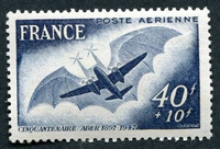 N°0023-1948-FRANCE-50 ANS VOL AVION ADER-40F+10F-BLEU FONCE