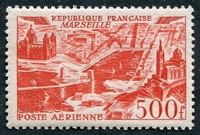 N°0027-1949-FRANCE-VUE DE MARSEILLE-500F-ROUGE