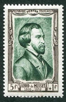 N°0891-1951-FRANCE-ALFRED DE MUSSET-5F+1F-VERT