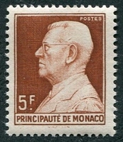 N°0303-1948-MONACO-PRINCE LOUIS II-5F-BRUN/JAUNE