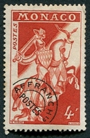 N°011-1954-MONACO-CHEVALIER-4F-ROUGE/BRUN