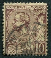N°0014-1891-MONACO-PRINCE ALBERT 1ER-10C-LILAS/BRUN S/JAUNE