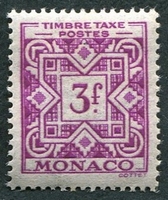 N°34-1946-MONACO-TAXE 3F-LILAS/ROSE