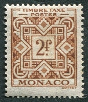 N°33-1946-MONACO-TAXE-2F-BRUN/JAUNE