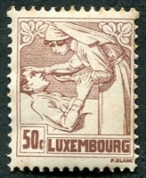 N°0162-1925-LUXEMBOURG-AU PROFIT CROIX ROUGE-50C-BRUN