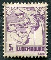 N°0160-1925-LUXEMBOURG-AU PROFIT CROIX ROUGE-5C-VIOLET