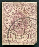 N°0009-1859-LUXEMBOURG-ARMOIRIES-30C-VIOLET