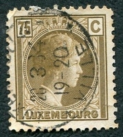 N°0176-1926-LUXEMBOURG-GRDE DUCHESSE CHARLOTTE-75C-BRUN