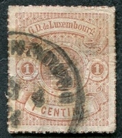 N°0016-1865-LUXEMBOURG-ARMOIRIES-1C-BRUN/ROUGE