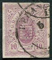 N°0017A-1865-LUXEMBOURG-ARMOIRIES-10C-LILAS