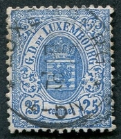 N°0032-1874-LUXEMBOURG-ARMOIRIES-25C-BLEU