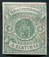 N°0036A-1874-LUXEMBOURG-ARMOIRIES-4C-VERT
