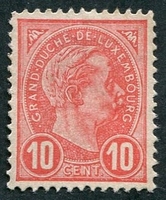 N°0073-1895-LUXEMBOURG-ADOLPHE 1ER-10C-ROUGE CARMINE