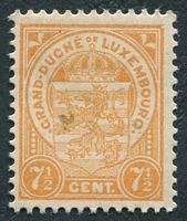 N°0094-1907-LUXEMBOURG-ARMOIRIES-7C1/2-JAUNE FONCE