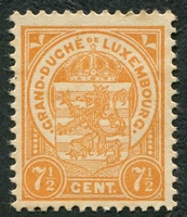 N°0094-1907-LUXEMBOURG-ARMOIRIES-7C1/2-JAUNE FONCE