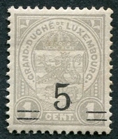 N°0111A-1916-LUXEMBOURG-ARMOIRIES-5 S/1C-GRIS
