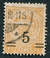 N°0112A-1916-LUXEMBOURG-ARMOIRIES-5C S/7C1/2-JAUNE FONCE