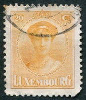 N°0125-1921-LUXEMBOURG-DUCHESSE CHARLOTTE-20C-ROUGE/ORANGE
