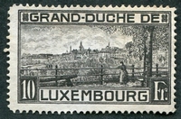 N°0141-1923-LUXEMBOURG-PROMENADE DES 3 GLANDS-10F-NOIR