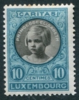 N°0192-1927-LUXEMBOURG-PRINCESSE ELISABETH-10C-BLEU/VERT