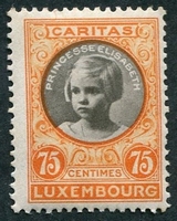 N°0194-1927-LUXEMBOURG-PRINCESSE ELISABETH-75C-ORANGE