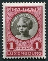N°0195-1927-LUXEMBOURG-PRINCESSE ELISABETH-1F-CARMIN