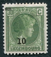 N°0201-1927-LUXEMBOURG-GRDE DUCHESSE CHARLOTTE-10 S/30C-VERT