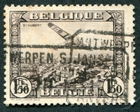 N°02-1930-BELGIQUE-AVION SURVOLANT ST HUBERT-1F50-BRUN/NOIR
