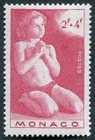 N°0288-1946-MONACO-PRIERE DE L'ENFANT-2F+4F-ROSE CARMINE