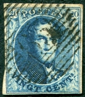 N°0004-1849-BELGIQUE-LEOPOLD 1ER-20C-BLEU 