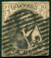 N°0006-1851-BELGIQUE-LEOPOLD 1ER-10C-BRUN