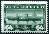 N°0498-1937-AUTRICHE-BATEAU L'OSTERREICH-64G-VERT