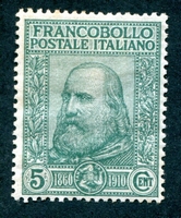 N°0083-1906-ITALIE-EFFIGIE DE GARIBALDI-5+5C -VERT