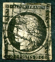 N°0003-1849-FRANCE-CERES-20C-NOIR SUR JAUNE