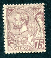 N°0019-1891-MONACO-PRINCE ALBERT 1ER-75C-VIOLET BRUN