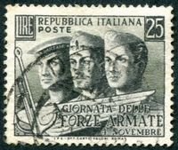 N°0638-1952-ITALIE-MARIN FANTASSIN ET AVIATEUR-25L