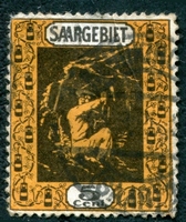 N°084-1922-SARRE-MINEUR AU TRAVAIL-5C-NOIR ET ORANGE
