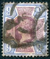 N°0101-1887-GB-REINE VICTORIA-9P-BRUN ET VIOLET BRUN